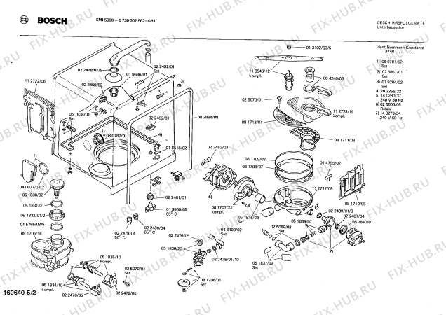 Взрыв-схема посудомоечной машины Bosch 0730302562 SMI5300 - Схема узла 02