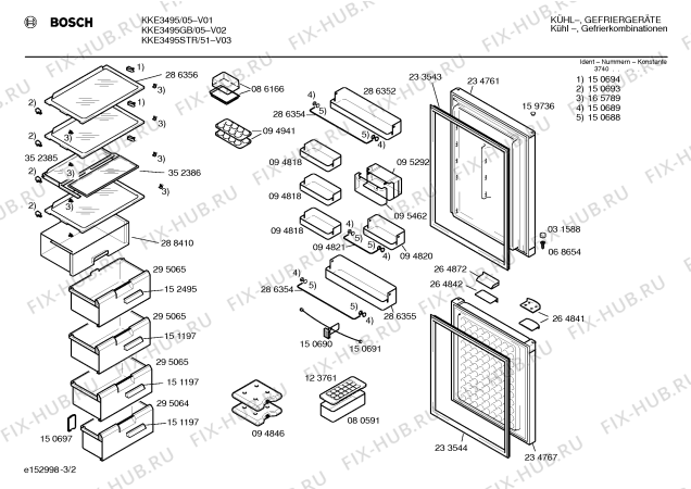 Схема №2 KKE3495 с изображением Передняя панель для холодильника Bosch 00214101