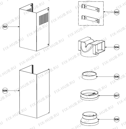 Взрыв-схема вытяжки Asko CD4634G (573408) - Схема узла 05