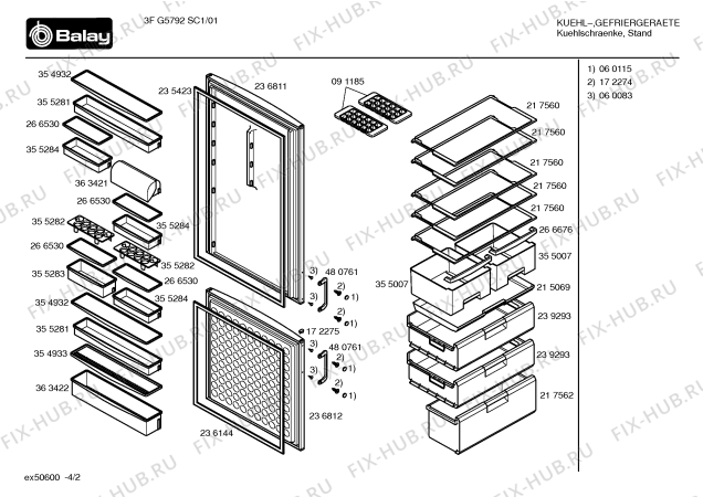 Схема №3 3FG5792SC1 с изображением Масленка для холодильной камеры Bosch 00363421