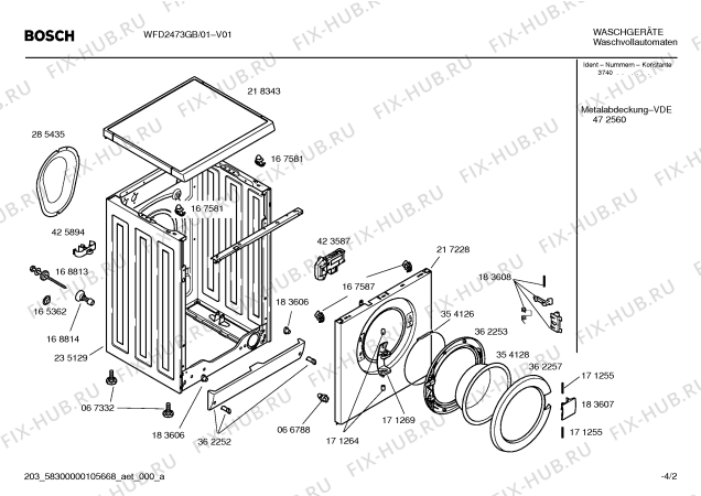 Взрыв-схема стиральной машины Bosch WFD2473GB WFD2473 - Схема узла 02