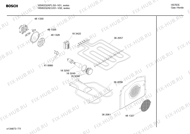 Схема №2 HSW232AEU с изображением Панель управления для плиты (духовки) Bosch 00362158