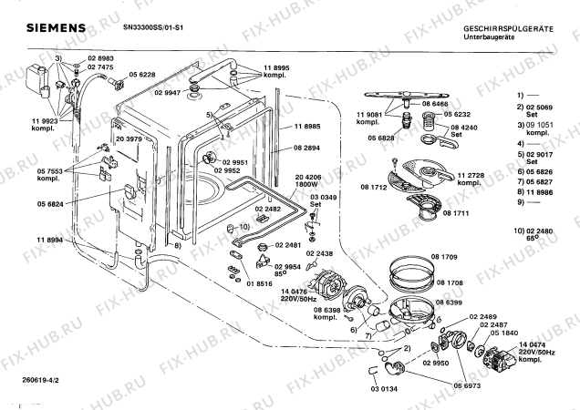 Взрыв-схема посудомоечной машины Siemens SN33300SS - Схема узла 02