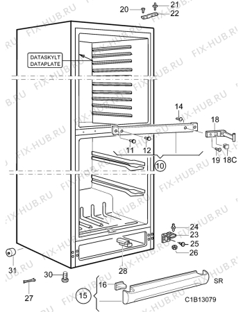 Взрыв-схема холодильника Husqvarna Electrolux QT420RW - Схема узла C10 Cabinet