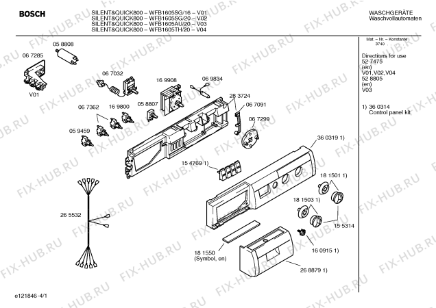 Схема №2 WFB1605SG SILENT & QUICK 800 с изображением Инструкция по эксплуатации для стиралки Bosch 00527475