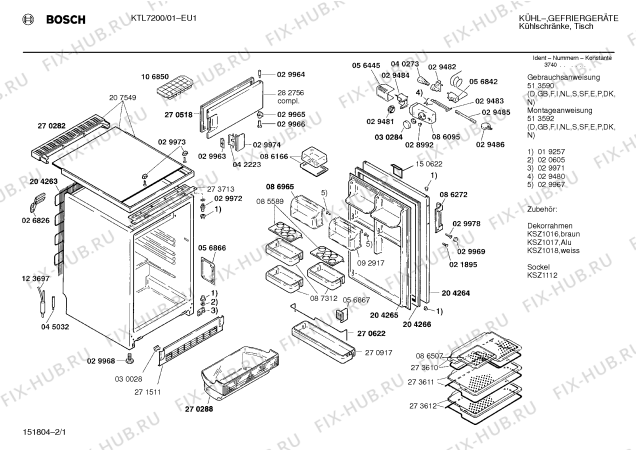 Схема №2 KTL7200 с изображением Клапан для холодильной камеры Bosch 00092917