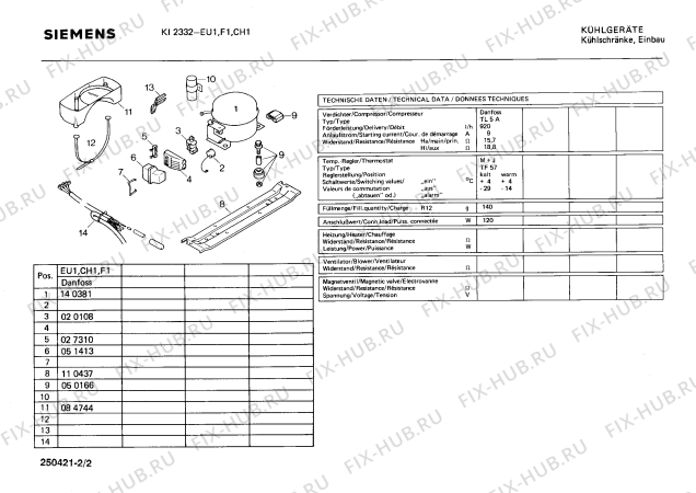 Взрыв-схема холодильника Siemens KI2332 - Схема узла 02