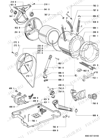 Схема №1 WAL 10986/2 с изображением Рукоятка для стиралки Whirlpool 481249818316