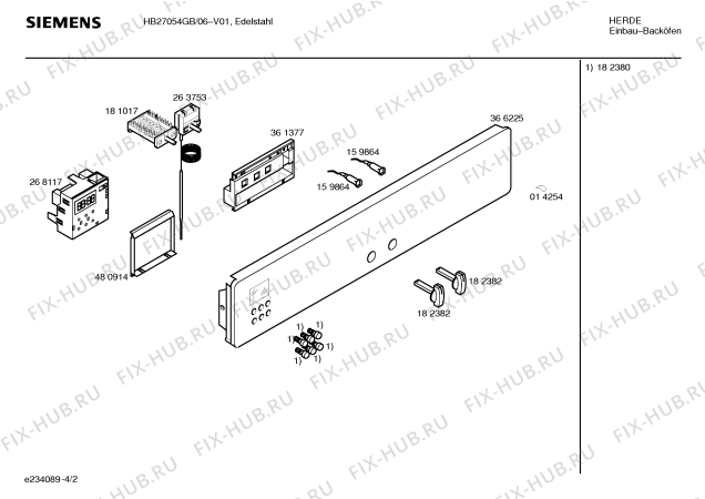 Схема №2 HB27054GB с изображением Панель управления для плиты (духовки) Siemens 00366225