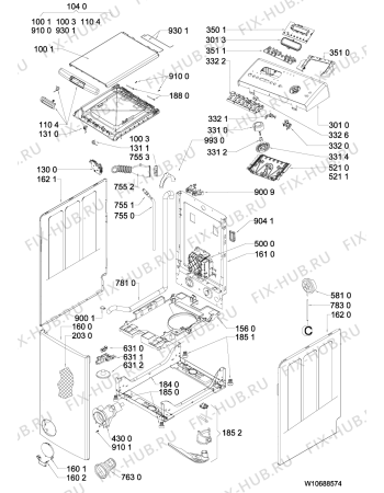 Схема №1 WAT 612 Di с изображением Крышечка для стиральной машины Whirlpool 481010533425