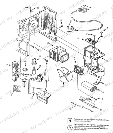 Взрыв-схема микроволновой печи Electrolux EME1885 - Схема узла Electrical equipment