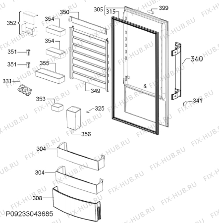 Взрыв-схема холодильника Electrolux ERF4113AFW - Схема узла Door 003