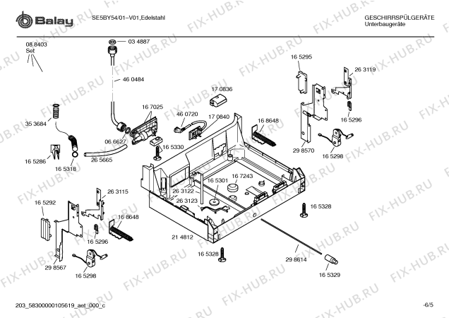 Взрыв-схема посудомоечной машины Balay SE5BY54 - Схема узла 05