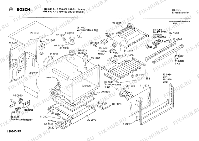 Схема №2 HBE632A66 с изображением Крышка для плиты (духовки) Bosch 00117577