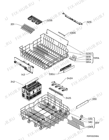 Взрыв-схема посудомоечной машины Aeg FFB63606PM - Схема узла Basket 160