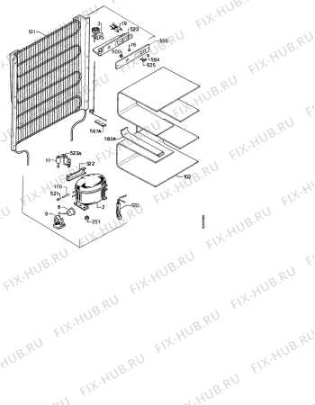 Взрыв-схема холодильника Zanussi ZPL5120 - Схема узла Freezer cooling system