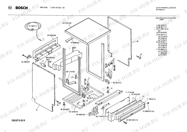 Взрыв-схема посудомоечной машины Bosch 0730101021 SMS6100 - Схема узла 04