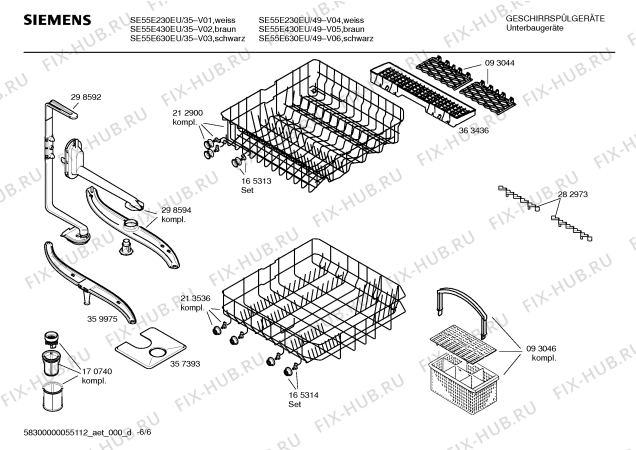 Взрыв-схема посудомоечной машины Siemens SE55E230EU - Схема узла 06