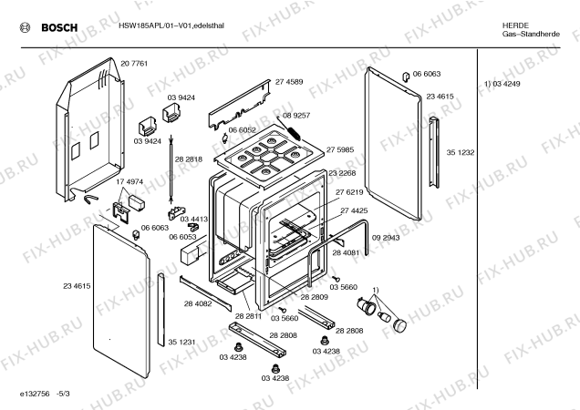 Взрыв-схема плиты (духовки) Bosch HSW185APL - Схема узла 03