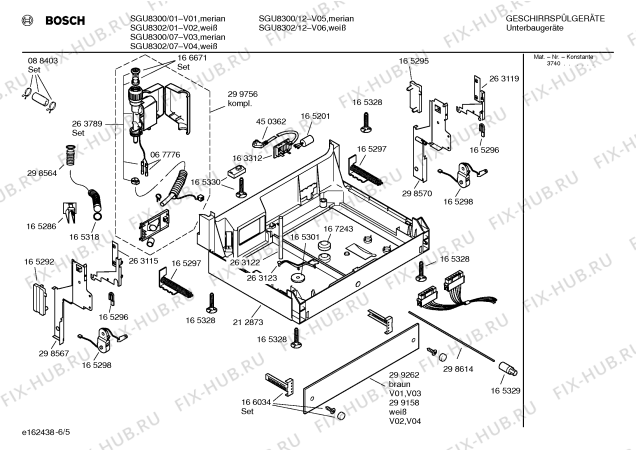 Взрыв-схема посудомоечной машины Bosch SGU8302 Exclusiv - Схема узла 05