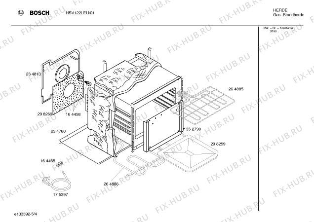 Схема №3 HSV122LEU с изображением Инструкция по эксплуатации для электропечи Bosch 00525354