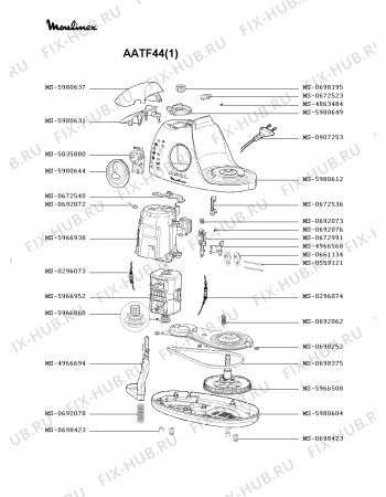 Взрыв-схема кухонного комбайна Moulinex AATF44(1) - Схема узла 4P000403.6P3