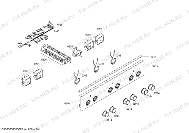 Взрыв-схема плиты (духовки) Bosch HCE422220E - Схема узла 02