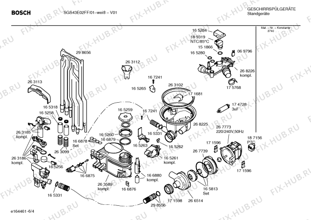 Взрыв-схема посудомоечной машины Bosch SGS43E02FF - Схема узла 04