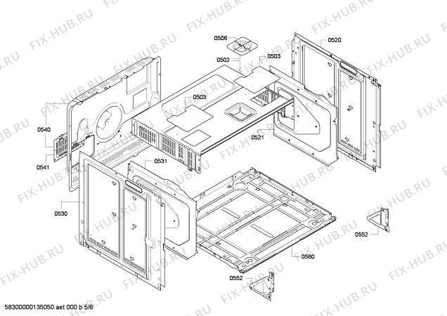 Взрыв-схема плиты (духовки) Siemens HE63AB520 - Схема узла 05