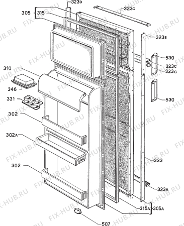 Взрыв-схема холодильника Zanussi ZN230/2T - Схема узла Door 003