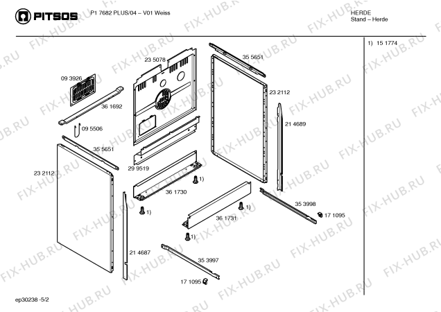 Схема №5 P17682PLUS с изображением Панель управления для плиты (духовки) Bosch 00356132
