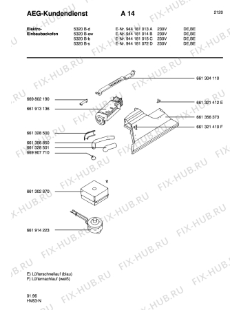 Взрыв-схема плиты (духовки) Aeg 5320B-B - Схема узла Section1