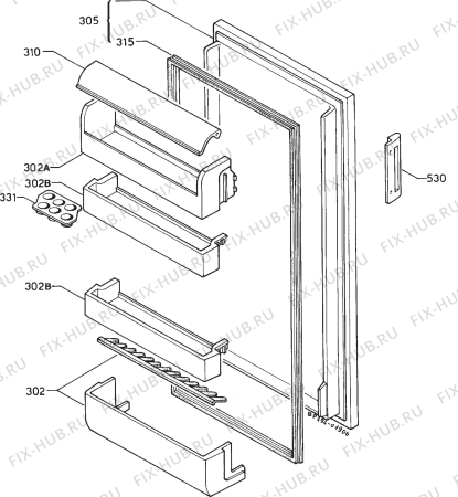 Взрыв-схема холодильника Zanussi ZFC2305 - Схема узла Door 003