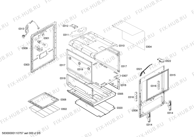 Взрыв-схема плиты (духовки) Bosch HSF13K30NF STYLE I BRCO GN 220V - Схема узла 03