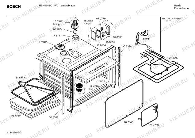 Схема №2 HEN4222 с изображением Инструкция по эксплуатации для электропечи Bosch 00582431