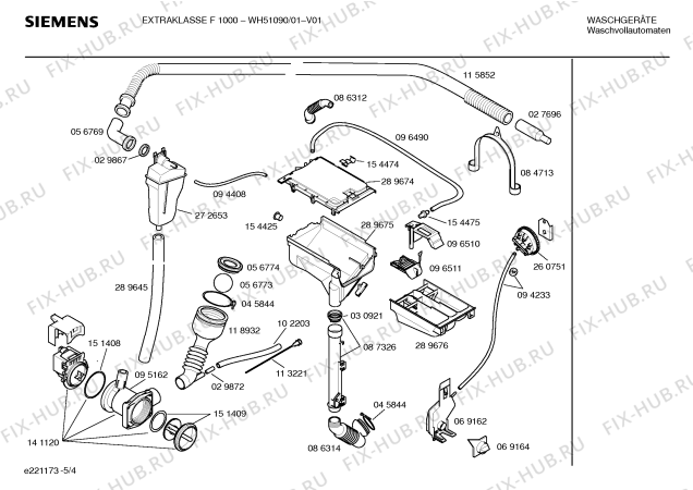 Взрыв-схема стиральной машины Siemens WH51090 EXTRAKLASSE F 1000 A - Схема узла 04