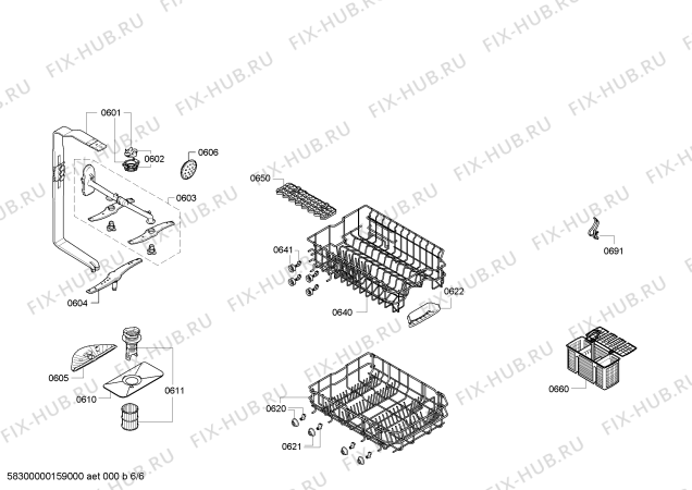 Взрыв-схема посудомоечной машины Bosch SPU40E12SK - Схема узла 06