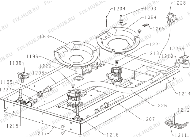 Взрыв-схема плиты (духовки) Gorenje GC32TB (324551) - Схема узла 02