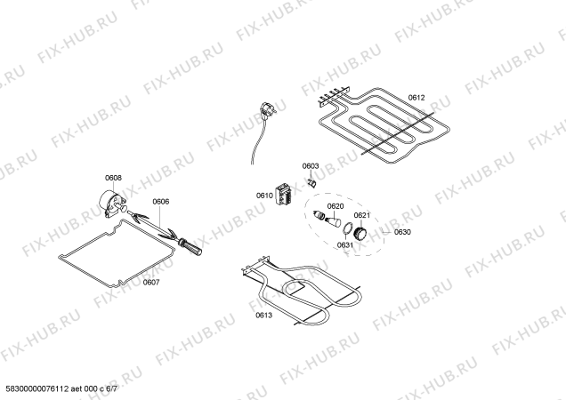 Взрыв-схема плиты (духовки) Bosch HSW422020L - Схема узла 06