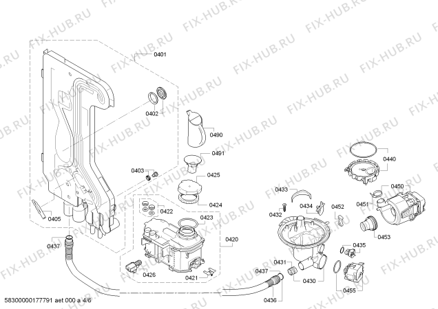 Взрыв-схема посудомоечной машины Bosch SBV40D80EU Silence - Схема узла 04