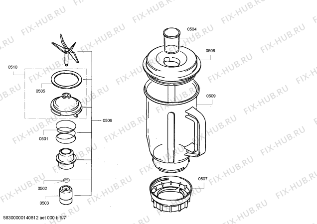 Взрыв-схема кухонного комбайна Bosch MUM48CR2 - Схема узла 05