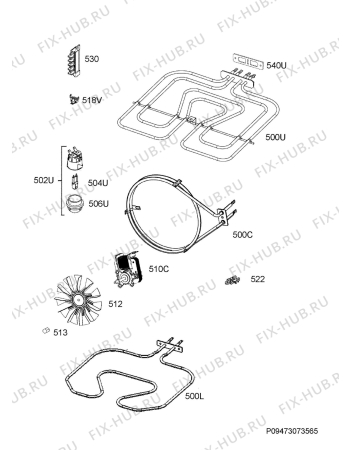 Взрыв-схема плиты (духовки) Electrolux EKK54556OW - Схема узла Electrical equipment