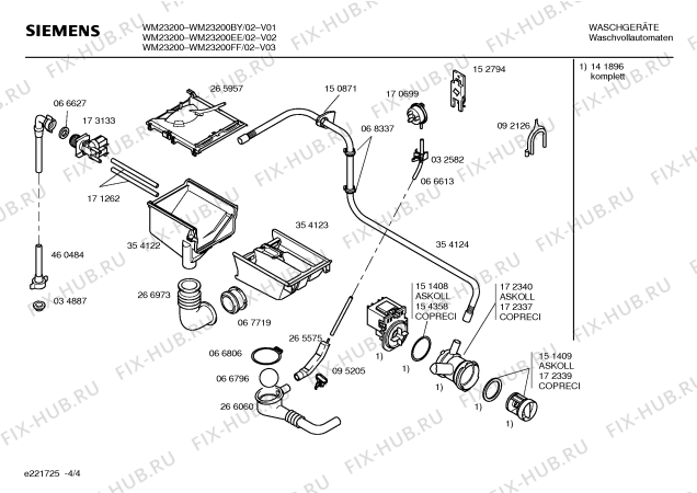 Схема №3 WM23200EE Siemens SIWAMAT 2320 с изображением Инструкция по установке и эксплуатации для стиральной машины Siemens 00527352