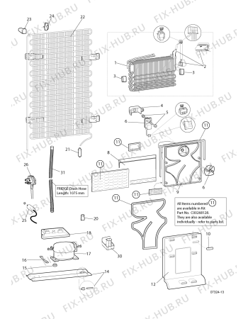 Взрыв-схема холодильника Hotpoint FFP187BG0 (F040727) - Схема узла