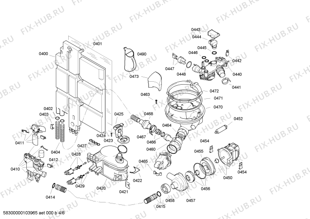 Взрыв-схема посудомоечной машины Siemens SF65T350EU - Схема узла 04