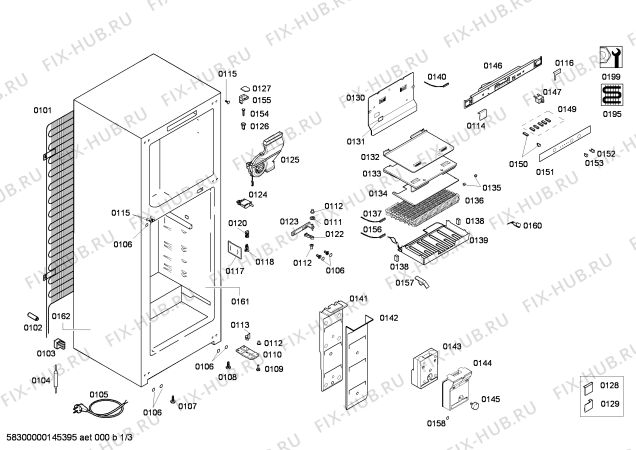 Схема №1 BD4307ANFS с изображением Дверь морозильной камеры для холодильной камеры Bosch 00684013