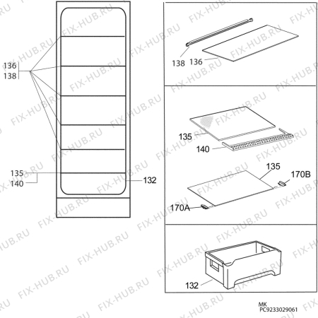 Взрыв-схема холодильника Zanussi Electrolux ZRA737CX - Схема узла C10 Interior