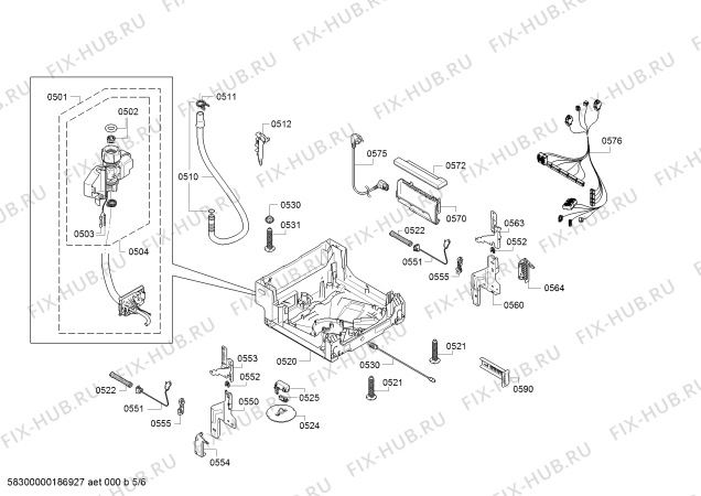 Взрыв-схема посудомоечной машины Bosch SPV68M10EU, SilencePlus - Схема узла 05