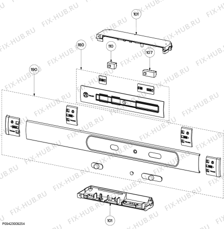 Взрыв-схема вытяжки Zanussi ZHT531X - Схема узла Command panel 037