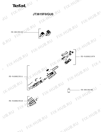 Схема №1 JT3615F0/GU0 с изображением Часть корпуса для электробритвы Tefal FS-9100023511